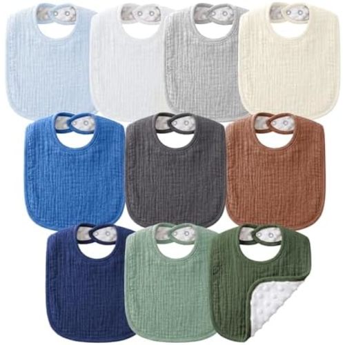 NISXABEBE Muslin Baby Bibs for Unisex Boys Girls, Cotton Drool Bibs, Adjustable Newborn Bibs for Drooling and Teething