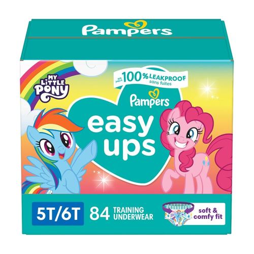 Pampers Training Pants - Easy Ups Girls & Boys - Size 5T-6T, 84 Count, Easy Pull Up & Down Design, My Little Pony Potty Underwear (Packaging May Vary)