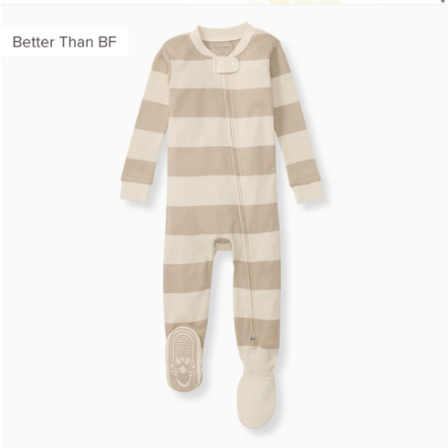 Mommy & Me Rugby Stripe Organic Cotton Sleeper - Oat