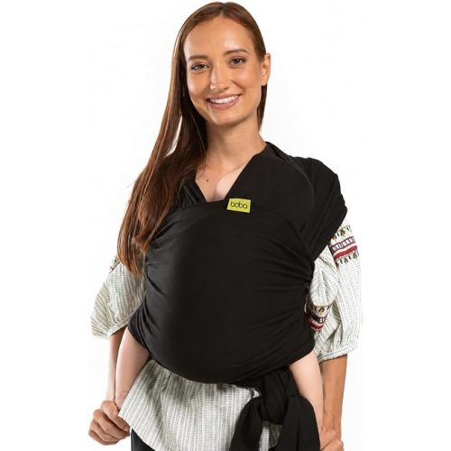 Boba Baby Wrap Carrier - Stretch Cotton Newborn Sling, Black