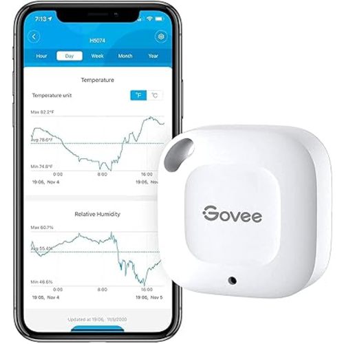 Govee Bluetooth Hygrometer Thermometer, Wireless Thermometer, Mini Humidity Sensor with Notification Alert, Data Storage and Export, 262 Feet Connecting Range