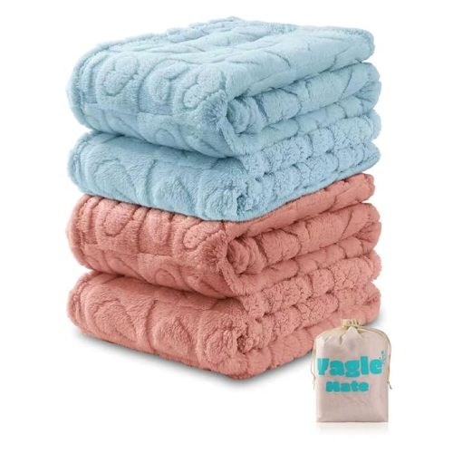 4 Pcs Baby Blankets, Fluffy Small Crib Baby Blankets for Boys, Fleece Checkered Blanket, Toddler Receiving Blankets 30×40