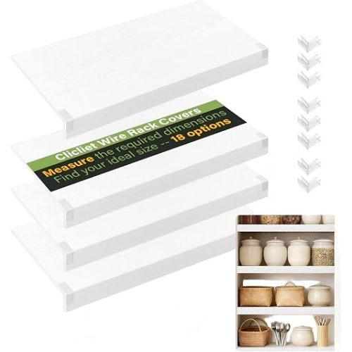 Wire Shelf Covers, 24" W X 12" D PVC Wire Rack Covers for Pantry (4pcs)