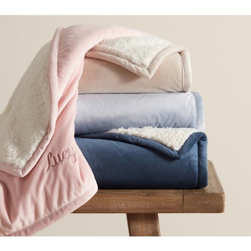 Sherpa-Backed Chamois Baby Blanket