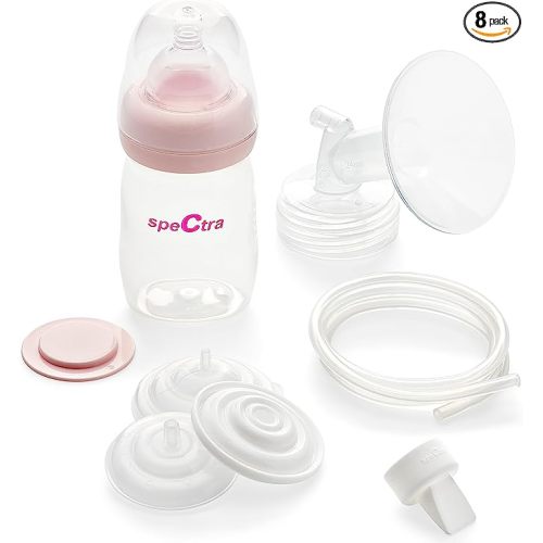 Spectra - Premium Breast Milk Pump Accessory Kit with Baby Bottles - Medium 24mm - Breast Pump Accessories - 8 Count (Pack of 1)