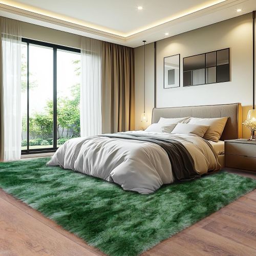 LOVEVOOK Green Rugs for Living Room 6x9 Feet, Fluffy Large Area Rugs for Bedroom, Soft Carpet Shag Kids Room Rug, Non-Slip Rugs Indoor