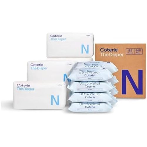 Coterie Baby Wipes + Diapers Kit, Size Newborn Diapers, 8-Pack Wipes
