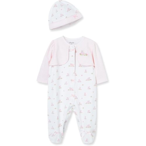 Little Me Clothes for Baby Girls' 100% Cotton Scratch-Free Tag Footie Sleeper, Preemie to 9 Months
