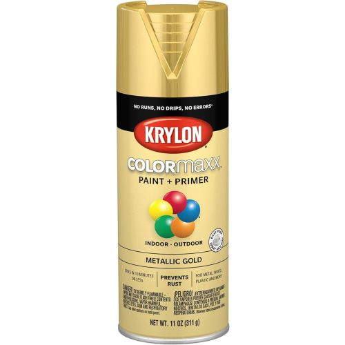 Krylon K05588007 COLORmaxx Spray Paint and Primer for Indoor/Outdoor Use, Metallic Gold, 11 Ounce (Pack of 1)