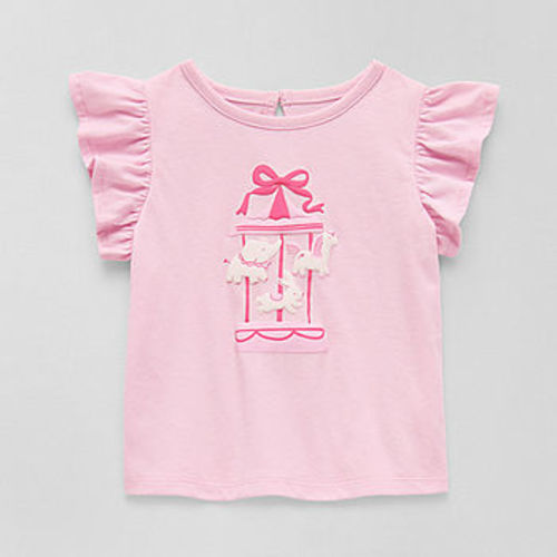 Okie Dokie Baby Girls Round Neck Short Sleeve Regular Fit Graphic T-Shirt - JCPenney