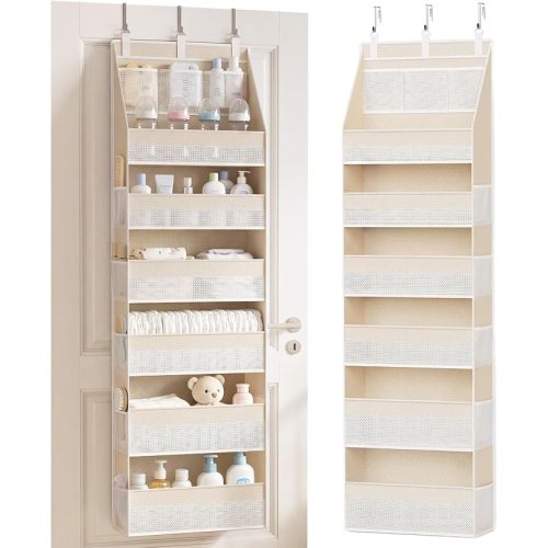 CERETIA Over the Door Organizer, Closet Hanging Storage for Nursery, Beige