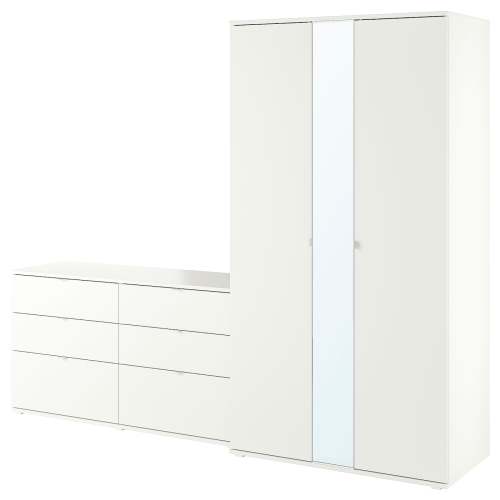 VIHALS Wardrobe combination - white/mirror glass 96 1/2x22 1/2x78 3/4 "