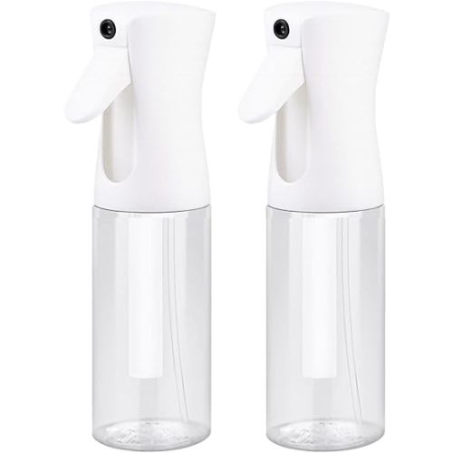 VIGOR PATH Continuous Spray Bottle with Ultra Fine Mist - Versatile Water Sprayer for Hair, Home Cleaning, Salons, Plants, Aromatherapy, and More - Empty Hair Spray Bottle (Clear - 5oz (2 Pack)
