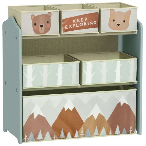 Qaba Toy Organizer with 6 Storage Bins, 25" x 12" x 26",