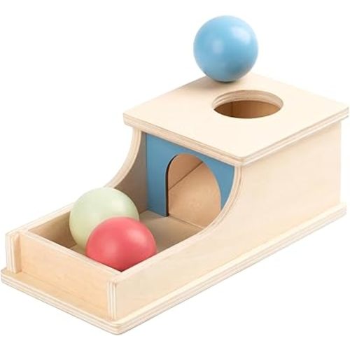 Busy edition Montessori Toys for Babies 6-12 Months, Wooden Object Permanence Box, 9 Month Old Baby Toys, Preschool Developmental Toy for Infant, Toddler Ball Drop Toy Girl Boy Gift