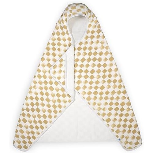 Little Unicorn Premium Hooded Bath Towel| Absorbent Cotton & Terry Blend | Larger Size, 1-6 Years (Adobe Checker)