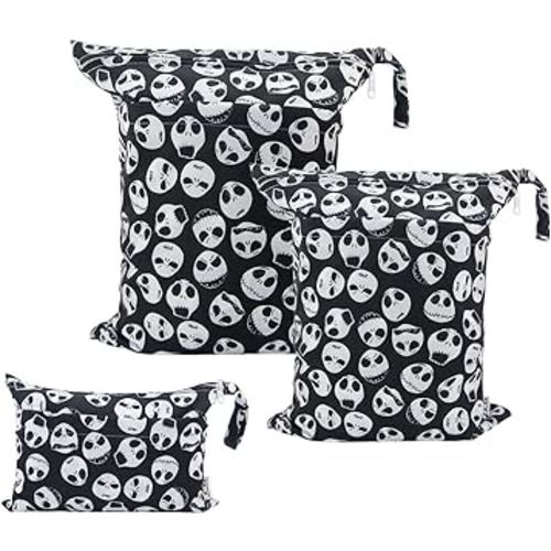 ALVABABY 3pcs Baby Cloth Diaper Wet Dry Bags Waterproof Reusable with Two Zippered Pockets Travel Beach Pool Daycare Soiled Baby Items Yoga Gym Bag for Swimsuits or Wet Clothes 3L-YA132