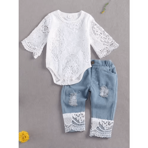 trendy outfit set infant girls aged months featuring a - Temu