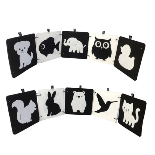 High Contrast Baby Animal Cards DT1 | 5 Double-Sided Cards for Infant – TinyBusy