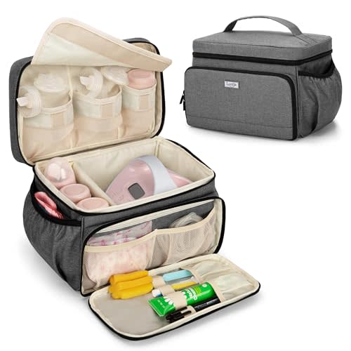 Luxja Breast Pump Bag Compatible with Spectra S1 and S2, Pumping Bag for Breast Pump and Extra Parts (Suitable for Home or Travel Use), Gray (Patent Pending)