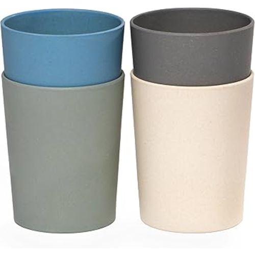 WeeSprout Bamboo Toddler Cups - 4 pc Set (10 fl oz), Organic & Non-Plastic Cup Pack for Toddlers, Big Kids or Baby, Natural