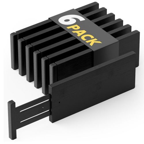 Set of 6 Bamboo Drawer Dividers , 4.65” High, Expandable Organizers for Clothing,Adjustable (12.5-17" Sizes) - SpaceAid®