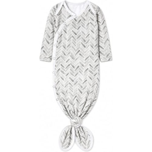 Copper Pearl Baby Gown - Knotted Newborn Sleepers for Baby Boy and Girl, Soft Stretchy Long Sleeve Infant Gowns with Bottom Tie and Hand Mittens, Perfect Hospital Coming Home Outfit (Alder)