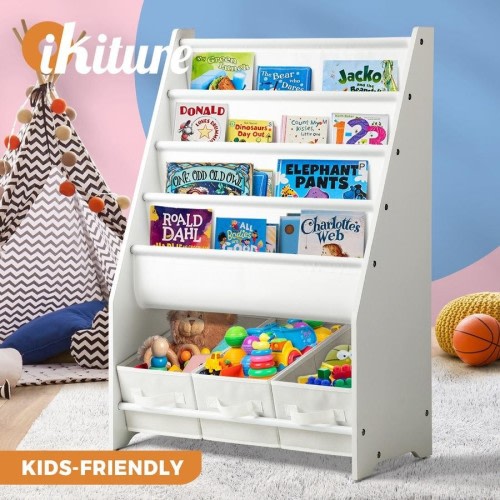 Oikiture Kids Bookshelf Toy Storage Box Organiser Display Shelf DIY Storage Rack