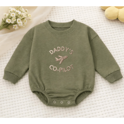Daddy's Co Pilot Romper - Sage Green