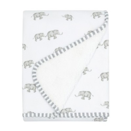 Jersey Faux Shearling Blanket - Sophia Garden, Color: Elephant heritage