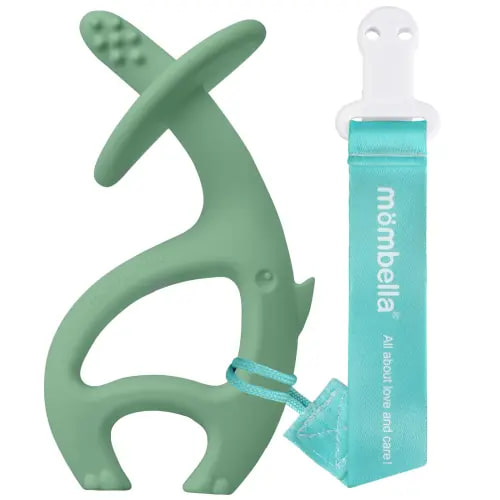 Mombella Dancing Elephant Teether — Silicone Teething Toy with Free Cl – Mombella