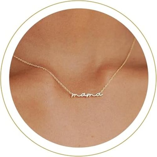 Moodear Mama Necklace for Women, Dainty Mama Pendant, Mom Gift Jewelry