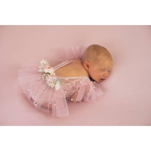 RTS, Newborn Flowers Romper, Lace romper, Pink tulle outfit, Romper, Open Back romper, Blush, Lace newborn romper, Flowers romper, Lace