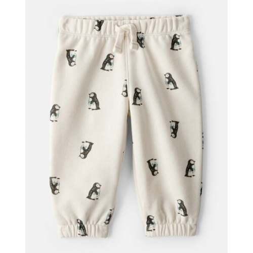 Baby Boy DayDream Fleece Penguin Print Pants - Cream | Carter's