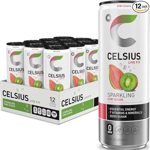 CELSIUS Sparkling Kiwi Guava, Sugar Free Energy Drink, 12 Fl Oz (Pack of 12)