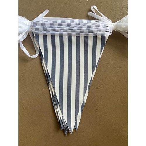 20 Meters 66ft Dark Blue White Stripes Banner Pennant Buntings Double Sided Fabric Triangle Striped Flags Party Decorations
