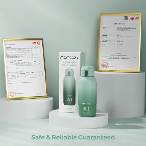 Momcozy Portable Bottle Warmer for Travel – Dual Heating Modes for Breast Milk & Water, Portable Milk Warmer with Fast Heating & Long Battery Life, 17 Ounces Large Capacity to Meet Your All-Day Needs