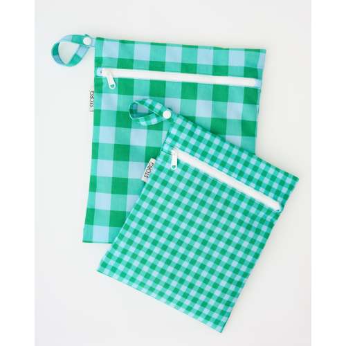Wet/Dry Bag 2-Piece Set | Teal Gingham