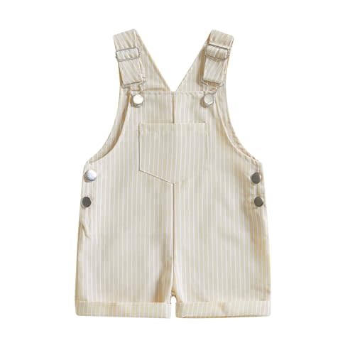 Licupiee Toddler Boys Striped Shortall Suspender Jumpsuit Sleeveless Rompers Infant Baby Stripe Print Short Overalls