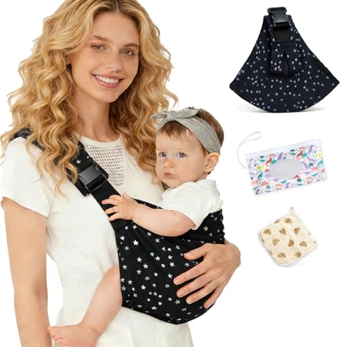Baby Sling Carrier, Lightweight & Portable Adjustable Hip Seat, Ergonomic Hands-Free Side Carry for Infants & Toddlers 10-45 lbs（Blackstar）