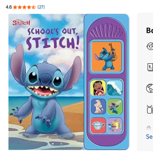 Disney Stitch - School’s Out, Stitch! Sound Book - PI Kids