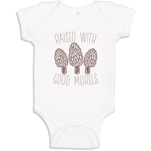 Raised with Good Morels Mushroom Baby Bodysuit One Piece or Toddler T-Shirt Cute Vegan Baby Outfit