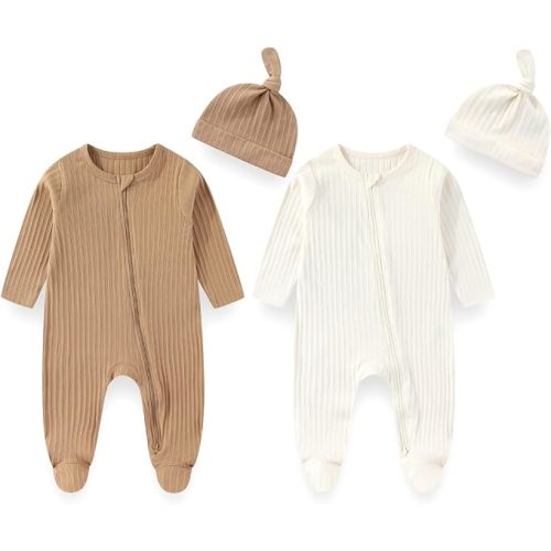 Unisex Baby Boy Girl Footies Sets Cotton Long Sleeve Infant Rompers 0-12Months Babies' Outfits
