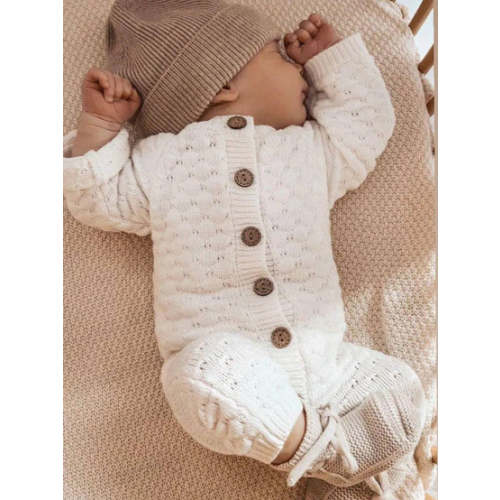 Knitted Playsuit - Cotton - Ivory – Petit Filippe