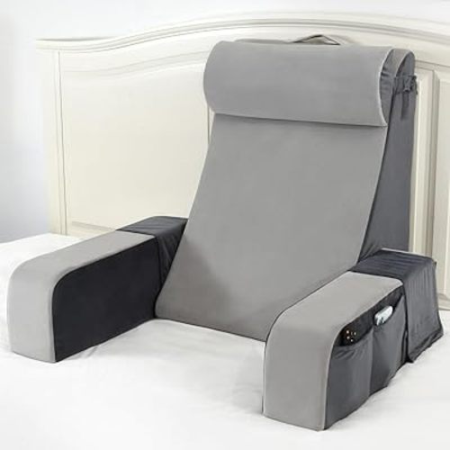 Vekkia 25" Extra-Large Adjustable Reading Pillow – 60° Ergonomic Wedge Backrest, 2 Large Side Pockets, Perfect for Tall Adults, Reading, TV, Gaming, Work, Nursing, Recovery