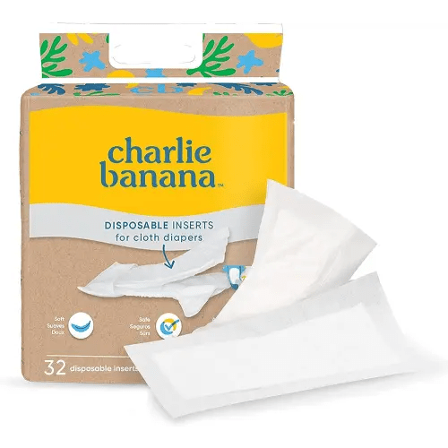 Charlie Banana Absorbent Disposable Inserts for Cloth Diapers, Hybrid Cloth Diaper System, 32 Count Pack