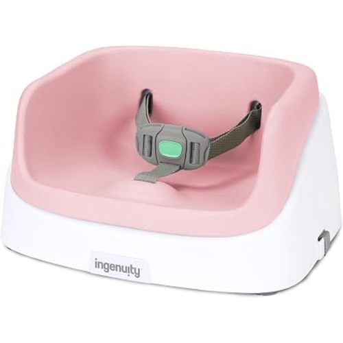 Ingenuity SmartClean Toddler Booster Seat for Dining Table with 3-Point Harness Straps, Pink