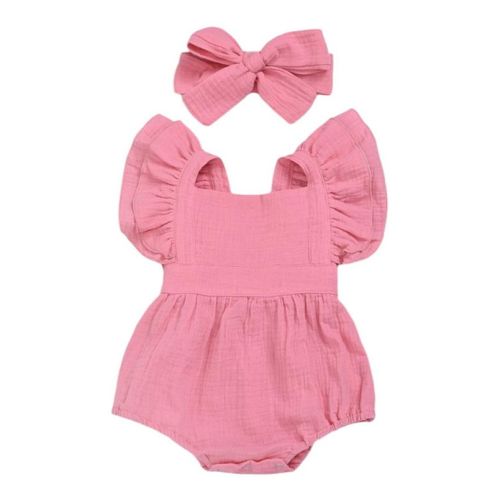 Baby Girls Pink Romper with Headband