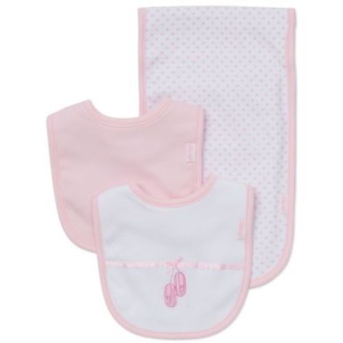 Baby Girls Ballerina Bibs and Burp Cloth, Pack of 3