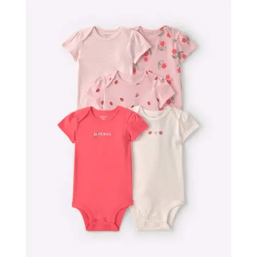 Baby Girl 5-Pack Ladybug Floral Multipack Bodysuits - Pink | Carter's